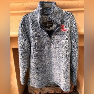 Boxercraft 1/4 Zip Ole Miss Blue and White Sherpa Fleece Size Small Quarterzip